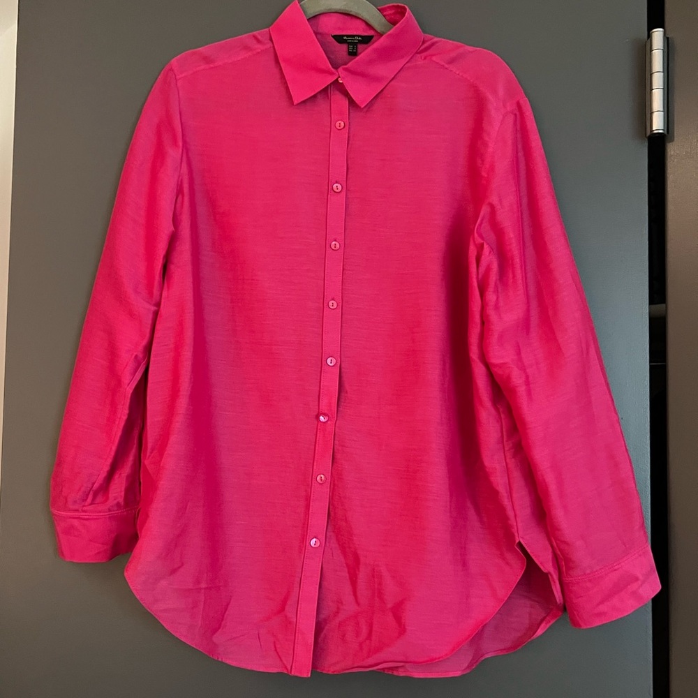Massimo Dutti Pink Button-Down Shirt Cotton/Silk mix in Size S